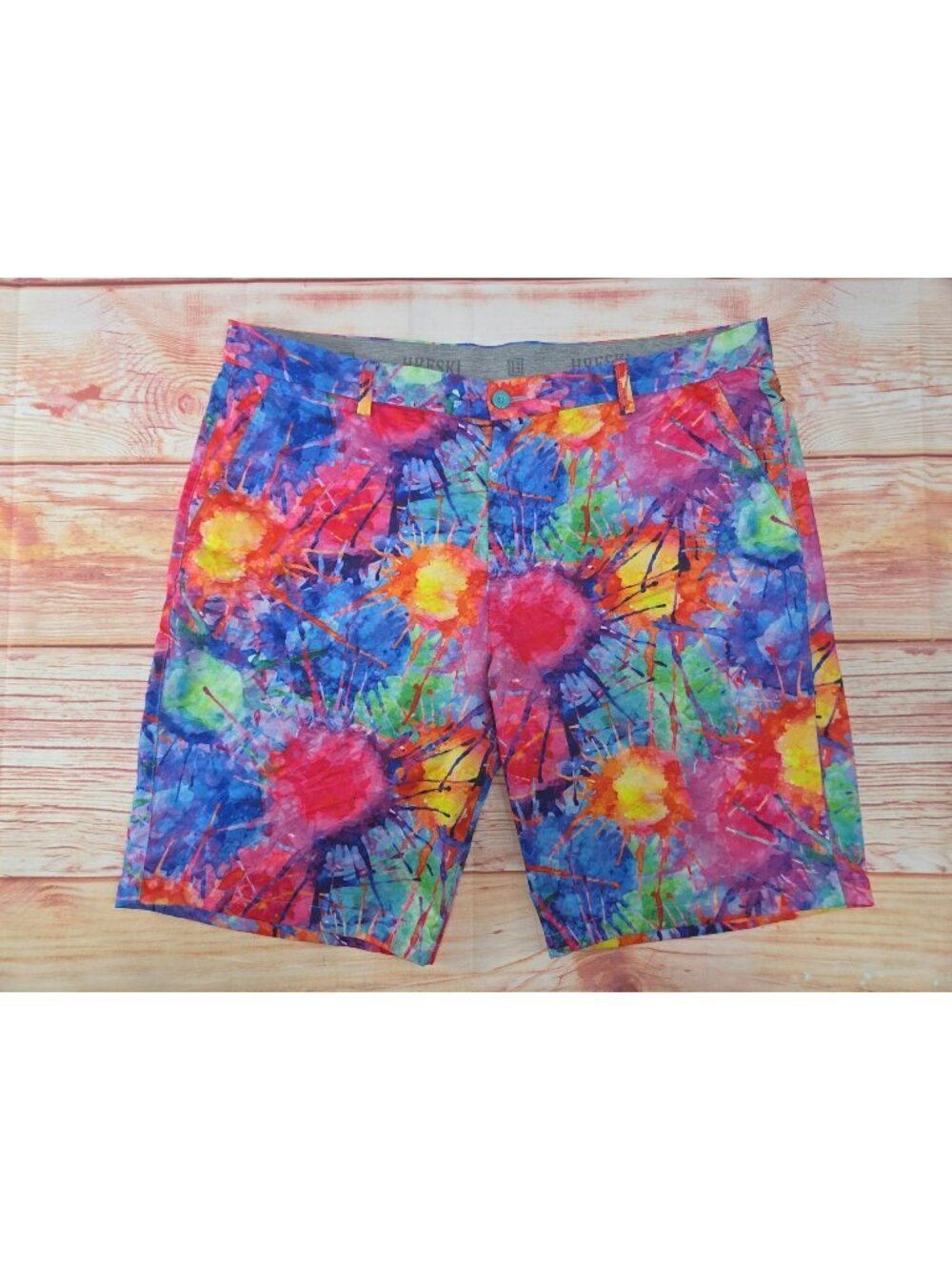 Hreski Mens Abstract Print Shorts 40